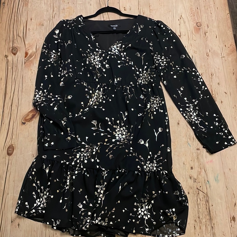 Floral Metallic Drop Waist Dress